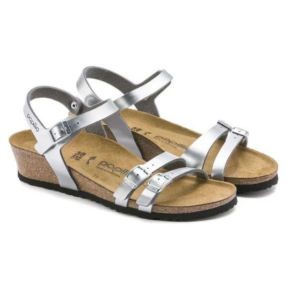 Papillio by Birkenstock Lana Wedge Sandal Size 38 / US 7 Silver Metallic - Picture 1 of 8